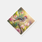 Roodkoppige Buff Borst Zanger Fantasie Vogel Servet (Hoek)