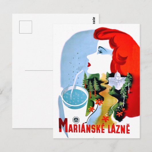 Roodkopvrouw drink water, Marianske Lazne Briefkaart (Voorkant / Achterkant)