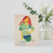 Roodkopvrouw met een handtas briefkaart (Staand voorkant)