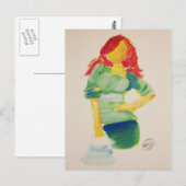 Roodkopvrouw met een handtas briefkaart (Voorkant / Achterkant)