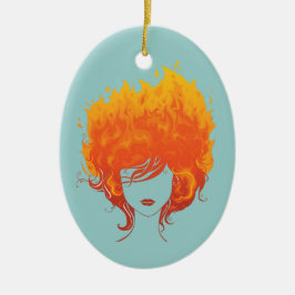 Roodkopvrouw, Red Fire Hair Keramisch Ornament