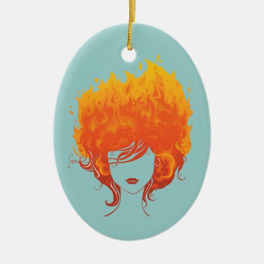 Roodkopvrouw, Red Fire Hair Keramisch Ornament (Voorkant)