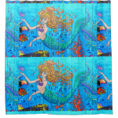 roodkopzeelieden met blauwe staart douchegordijn (Voorkant)