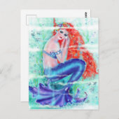 Roodkopzeemeermin met paarse staart van Renee Briefkaart (Voorkant / Achterkant)