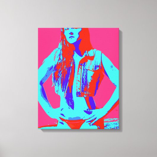 roodkopzeker bikini - meisje omwikkeld doek canvas afdruk (Voorkant)