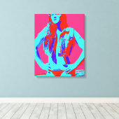 roodkopzeker bikini - meisje omwikkeld doek canvas afdruk (Insitu (Houten vloer))