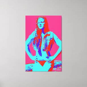 roodkopzeker bikini - meisje omwikkeld doek canvas afdruk