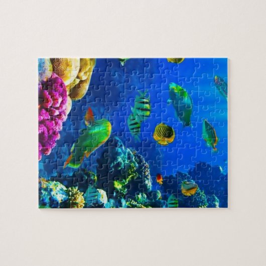 Roodkoraal en vispuzzel legpuzzel (Horizontaal)