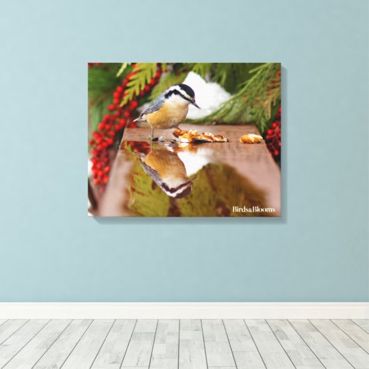 Roodkorrelig Nuthatch Canvas Afdruk (Insitu (Houten vloer))