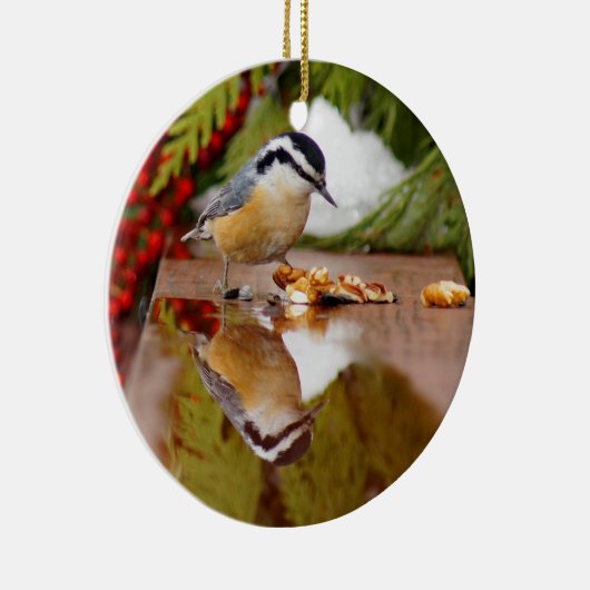 Roodkorrelig Nuthatch Keramisch Ornament (Rechts)