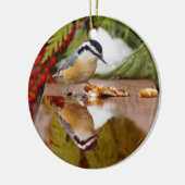 Roodkorrelig Nuthatch Keramisch Ornament (Links)