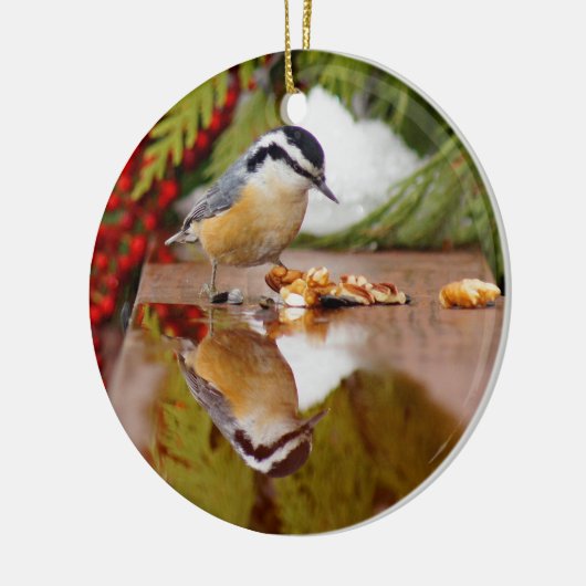 Roodkorrelig Nuthatch Keramisch Ornament (Links)