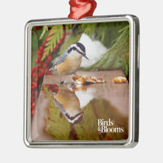 Roodkorrelig Nuthatch Metalen Ornament (Links)