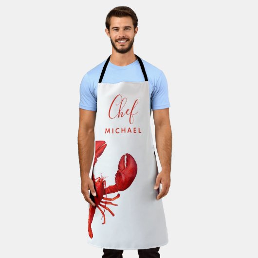 Roodkreeft, kokok schort (Gedragen)