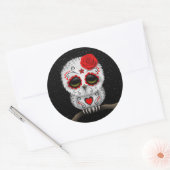 Roodkreukdag van de dode suikerriet ronde sticker (Envelop)