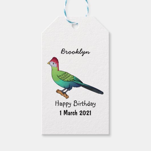 Roodkreukvogel cartoon cadeaulabel (Voorkant)