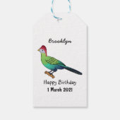 Roodkreukvogel cartoon cadeaulabel (Achterkant)