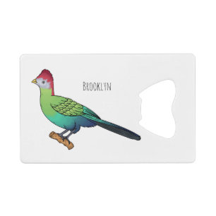 Roodkreukvogel cartoon creditkaart flessenopener