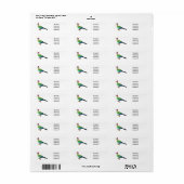 Roodkreukvogel cartoon etiket (Full Sheet)