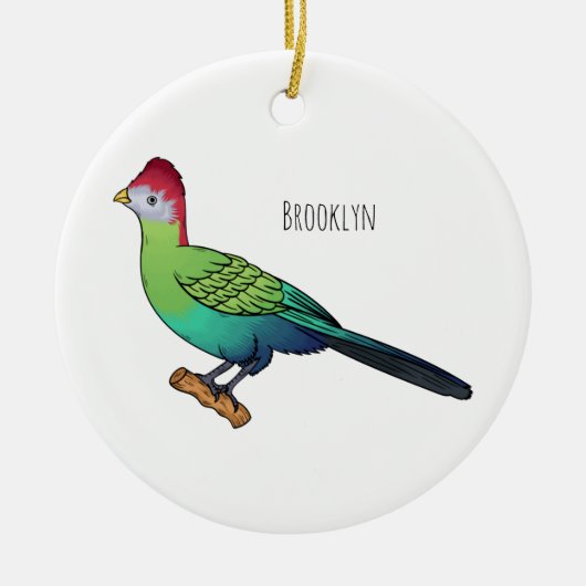 Roodkreukvogel cartoon keramisch ornament (Voorkant)