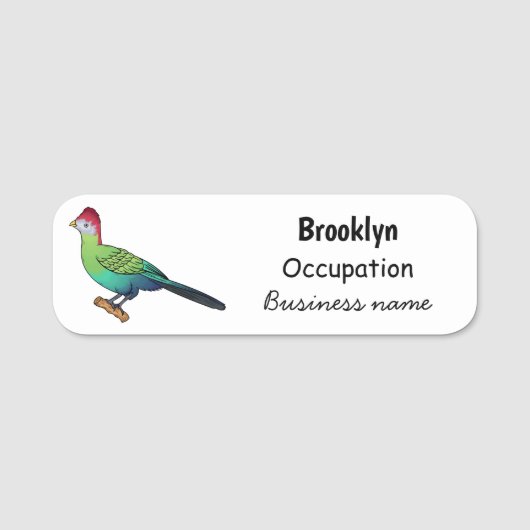 Roodkreukvogel cartoon naamplaatje (Voorkant)