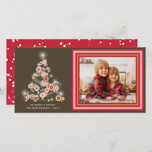 Roodkruidnagels met mousserende rode klokjes - ker feestdagenkaart (Voorkant / Achterkant)