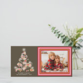 Roodkruidnagels met mousserende rode klokjes - ker feestdagenkaart (Staand voorkant)