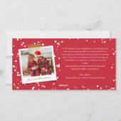 Roodkruidnagels met mousserende rode klokjes - ker feestdagenkaart (Achterkant)