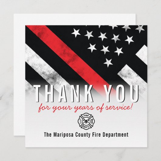 Roodlijnvlag voor brandweercabine Jubileum Bedankkaart (Voorkant / Achterkant)