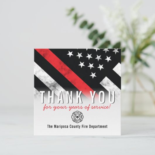 Roodlijnvlag voor brandweercabine Jubileum Bedankkaart (Staand voorkant)