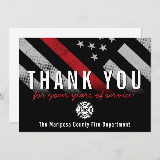 Roodlijnvlag voor brandweercabine Jubileum Bedankkaart (Voorkant / Achterkant)