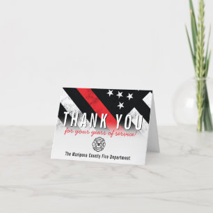 Roodlijnvlag voor brandweercabine Jubileum Bedankkaart