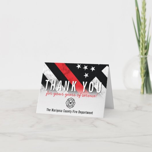 Roodlijnvlag voor brandweercabine Jubileum Bedankkaart (Voorkant)