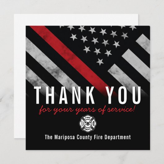 Roodlijnvlag voor brandweercabine Jubileum Bedankkaart (Voorkant / Achterkant)