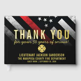 Roodlijnvlag voor brandweercabine Jubileum Gastenboek