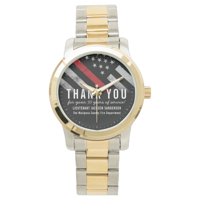 Roodlijnvlag voor brandweercabine Jubileum Horloge (Voorkant)