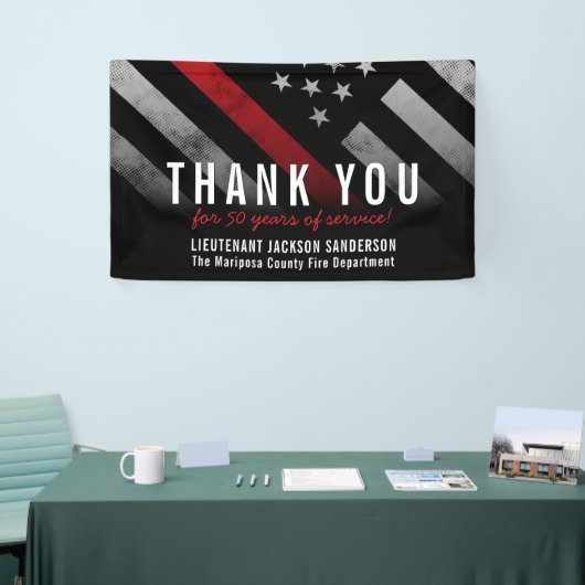 Roodlijnvlag voor brandweercabine Jubileum Spandoek (Beurs)