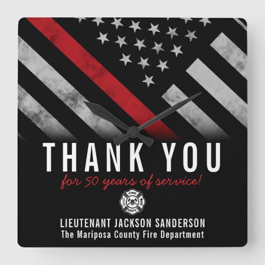 Roodlijnvlag voor brandweercabine Jubileum Vierkante Klok (Voorkant)