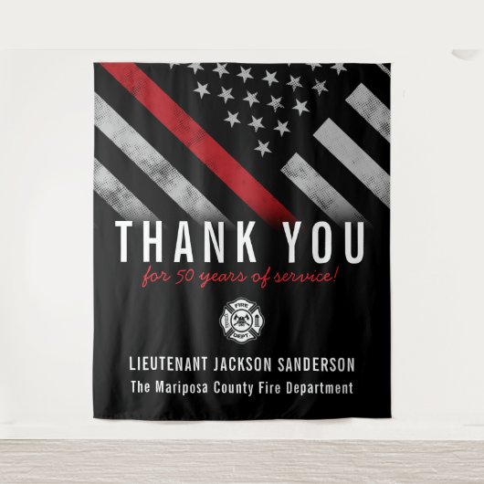 Roodlijnvlag voor brandweercabine Jubileum Wandkleed (Voorkant)