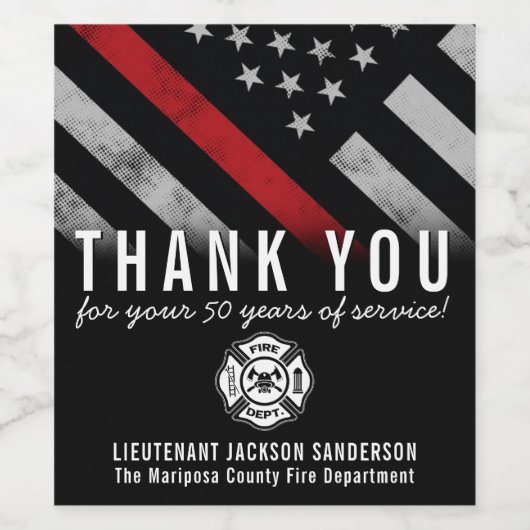 Roodlijnvlag voor brandweercabine Jubileum Wijn Etiket (Enkel label)