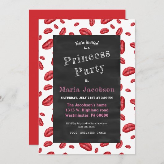 Roodlipstick prints kaart (Voorkant / Achterkant)