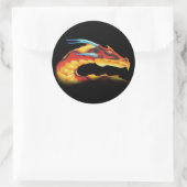 Roodloze rode draak met blauwe paarden ronde sticker (Tas)