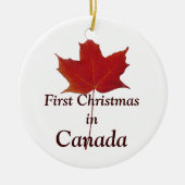 Roodmakelblad - eerste Kerstmis in Canada Keramisch Ornament (Voorkant)