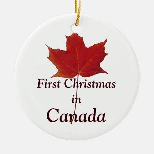 Roodmakelblad - eerste Kerstmis in Canada Keramisch Ornament (Voorkant)