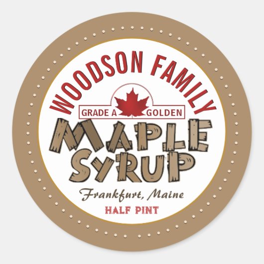 Roodmakreel Embleem Maple Syrup Editable Label (Voorkant)