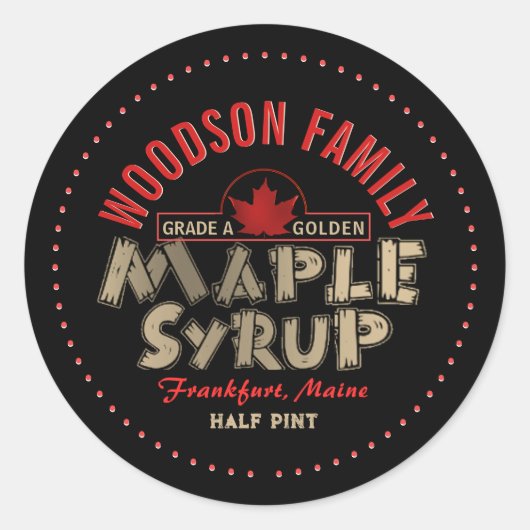 Roodmakreel Embleem Maple Syrup Editable Label (Voorkant)
