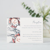 Roodmarine onderwaterkrab kustbruiloft informatiekaartje (Staand voorkant)