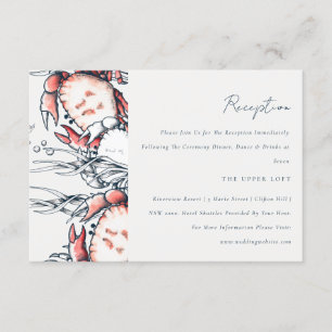 Roodmarine onderwaterkrab kustbruiloft informatiekaartje