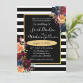 Roodmarinevrouw rond zwarte en witte strepen kaart (Staand voorkant)