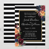 Roodmarinevrouw rond zwarte en witte strepen kaart (Voorkant / Achterkant)